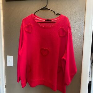 Women’s Hot Pink Heart-Accent Sweater